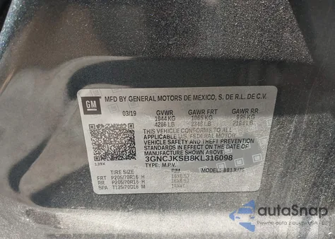 2019 Chevrolet Trax Ls from USA, damaged, VIN 3GNCJKSB8KL316098
